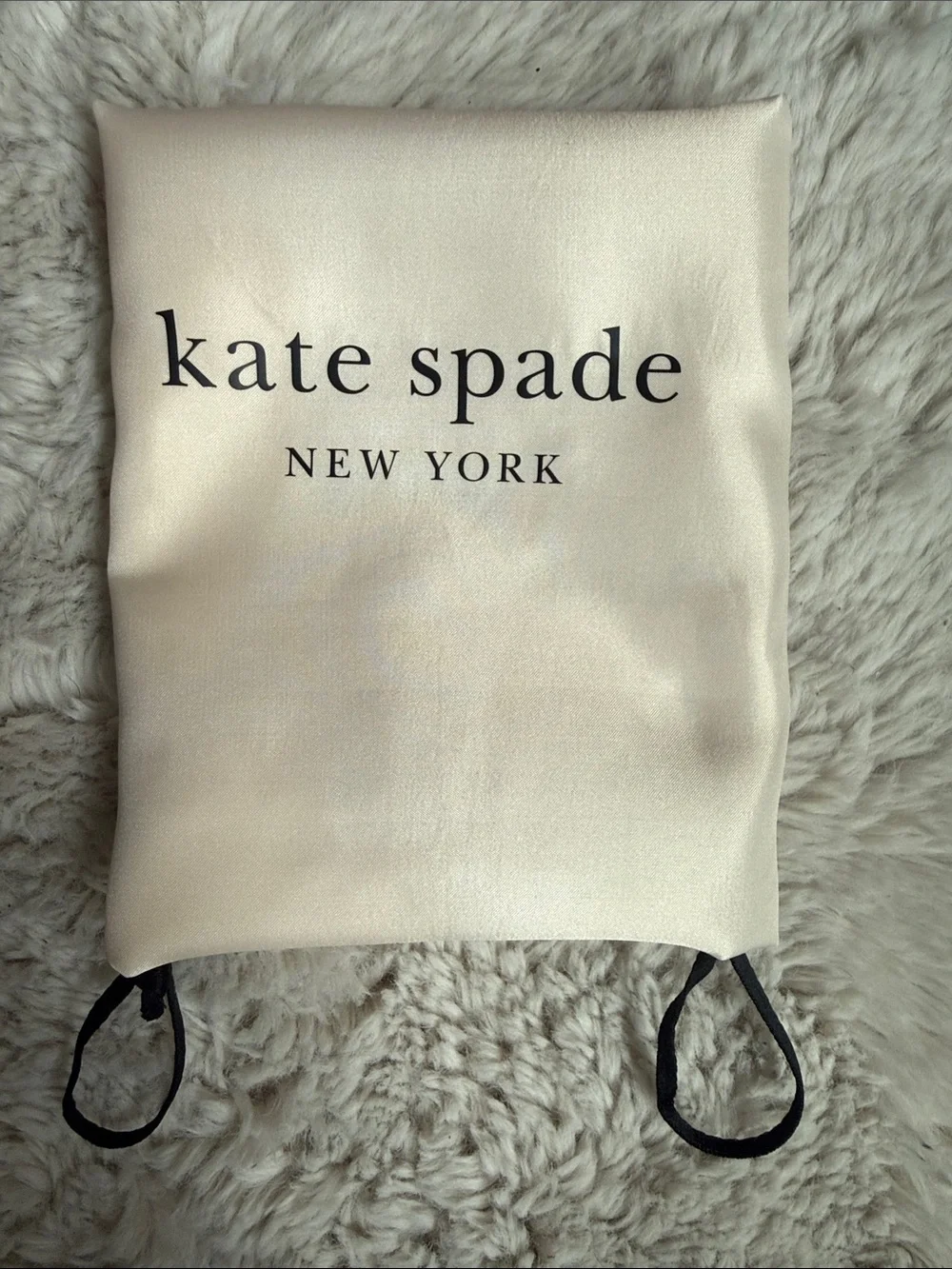 kate spade New York Cream Satin Drawstring Dust Bag